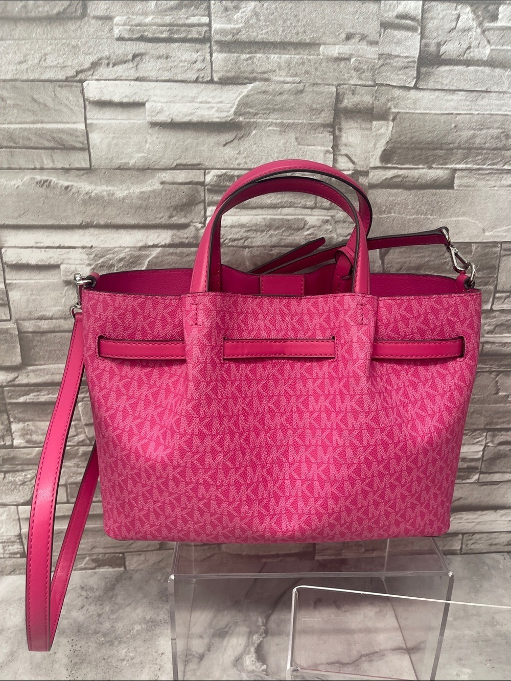 Michael Kors Carson Medium Center Zip Satchel & Matching Wallet Set Dragonfruit - Picture 3 of 10